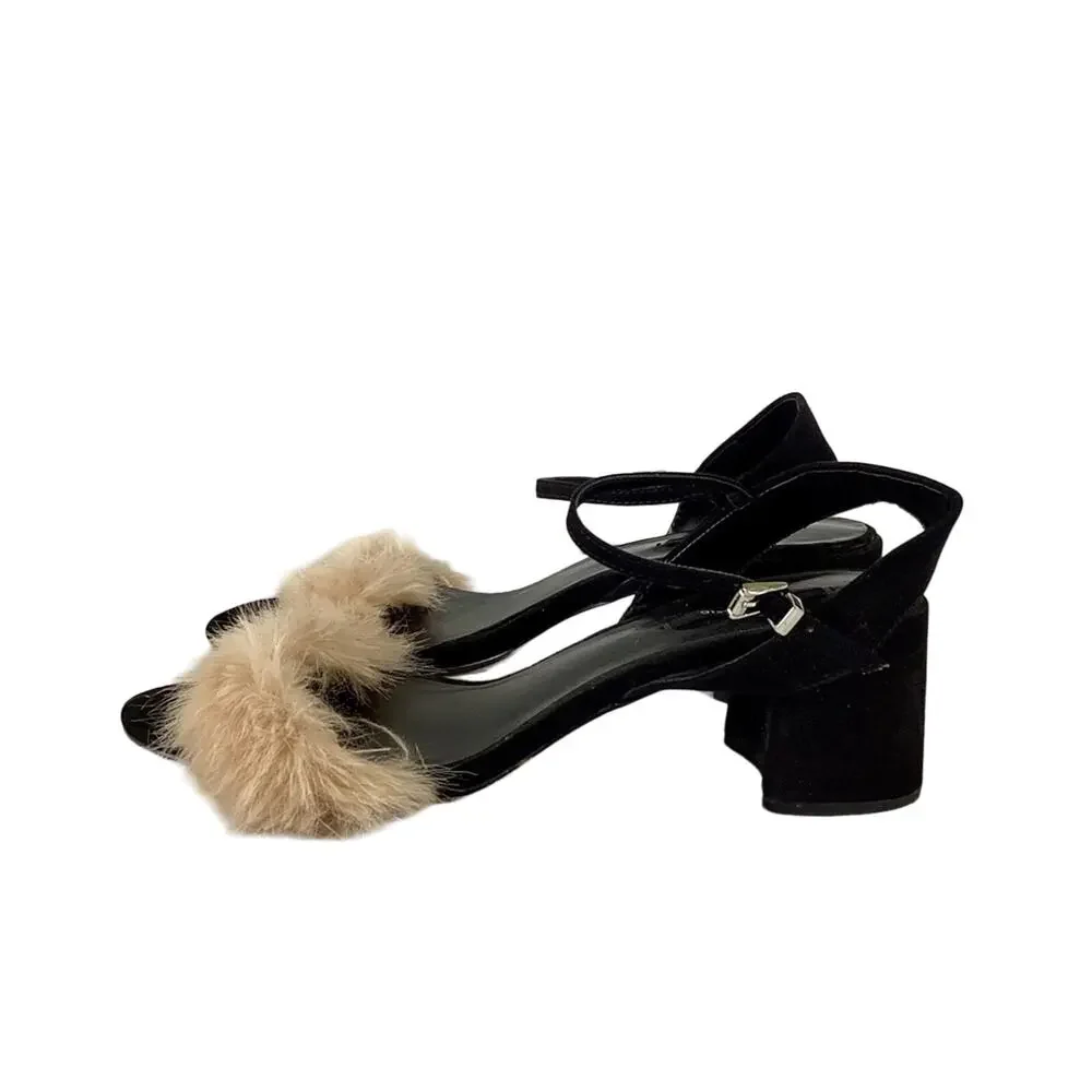 {Zara} Bloggers favorite Faux Fur Vamp Sandals - Picture 5 of 9